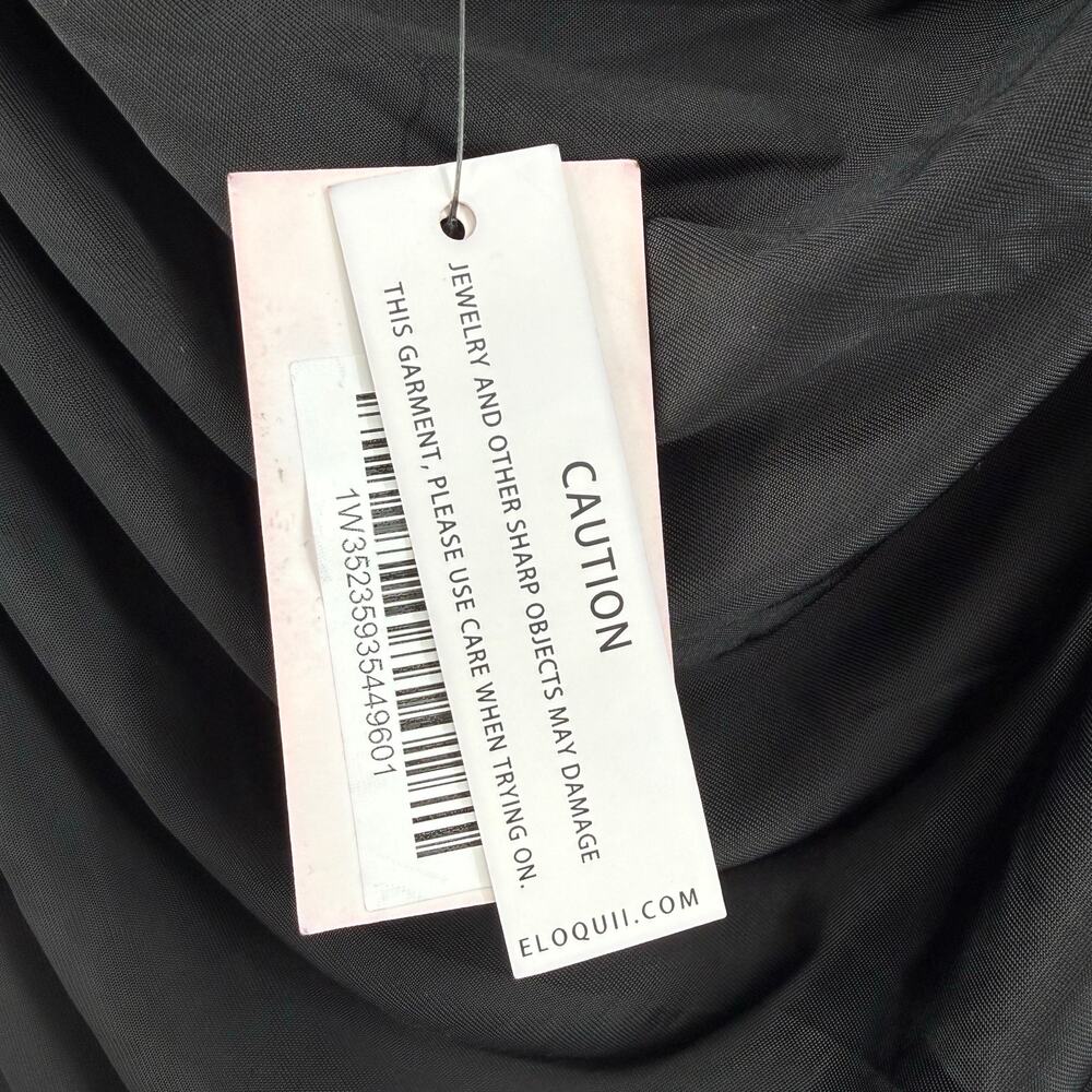 One-Shoulder Black Ruched Midi Dress - Picture 6 of 16